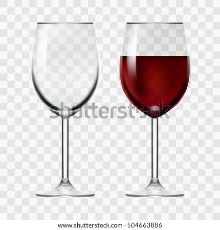 Big Reds Wine Empty Glass And With Wine. EPS10 Vector