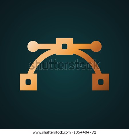Arc curve tool icon vector. Gradient gold concept with dark background