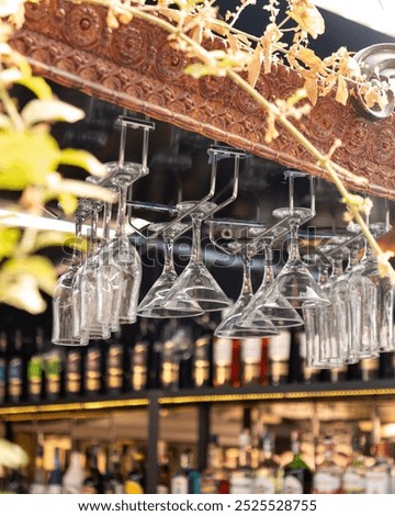 Similar – Image, Stock Photo Clean glasses hanging in bar