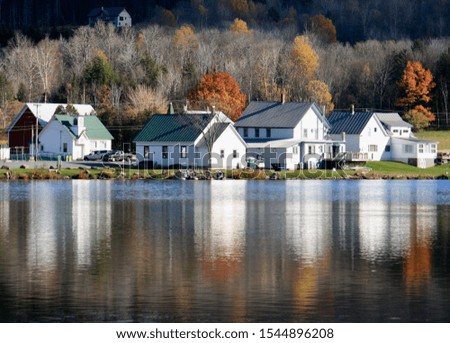 Similar – Image, Stock Photo House on lake in front of mountain with sunset