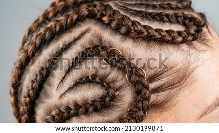 Close-up of braids on the head of a caucasian woman. Foto stock © 