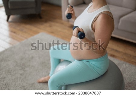 Similar – Image, Stock Photo Pregnant woman exercising with personal trainer