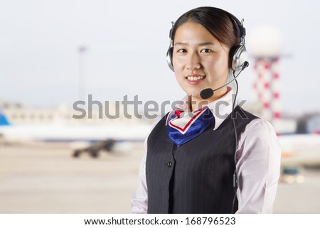 young airport telephone operator