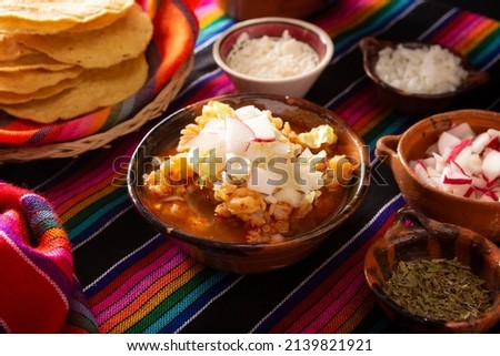 Similar – Image, Stock Photo Pozole typical mexican food