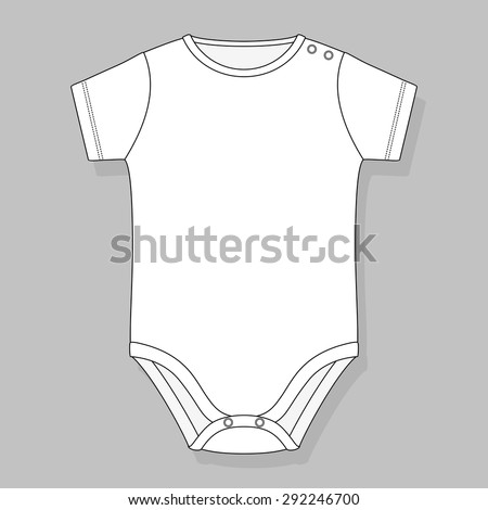 newborn baby bodysuit flat sketch template isolated on grey background