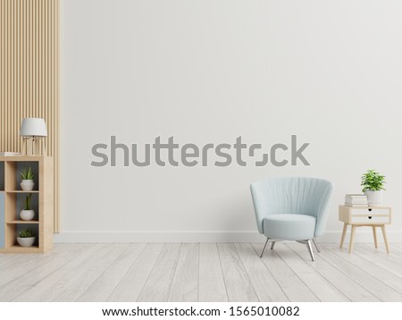 The interior has a armchair on empty white wall background,3D rendering Foto stock © 