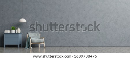 Loft style house with armchair and accessories in the room. 3d rendering