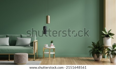 Similar – Image, Stock Photo Green sofa with plants and lamp with wallpaper on sunny day