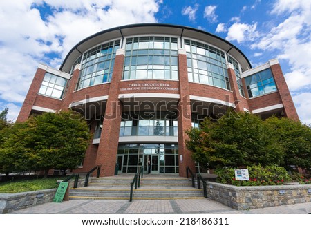 BOONE, NC, USA - SEPTEMBER 18: Carol Grotnes Belk Library and Information Commons, built in 2005, at Appalachian State University on September 18, 2014 in Boone, NC, USA