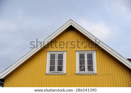Close-up of attic of wooden scandinavian house