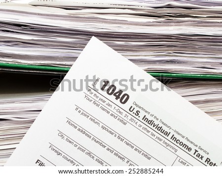 Close up U.S. Individual tax form 1040