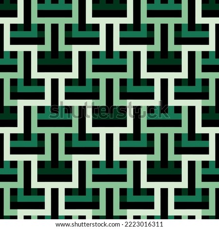 Seamless amazon green geometric tile pattern design. illustration, fashion, interior, wrapping, wall arts, fabric , packaging , web, banner, app, wallpaper