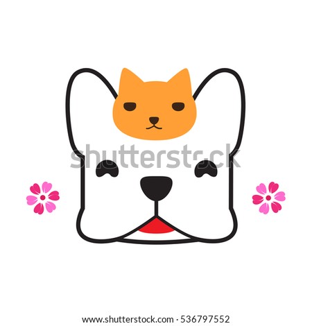 Cute french bulldog and cat vector. Meaning cheer up