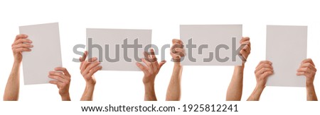 Similar – Image, Stock Photo Hand holding a four pack beer presentation with yellow background