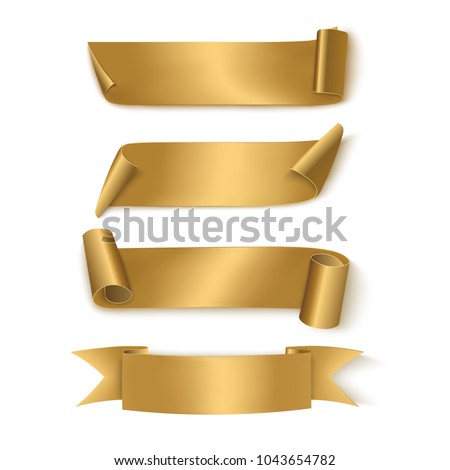 Set of Gold Realistic Ribbons