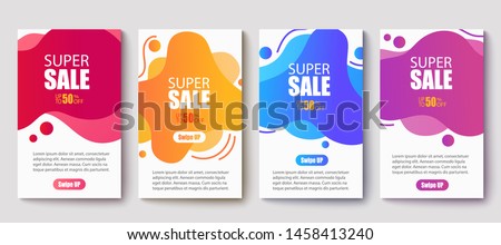 Dynamic modern fluid mobile for sale banners. Sale banner template design, Super sale special offer set.Vector illustration