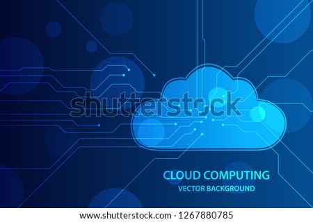 Cloud computing and network security technology concept, blue circuit board with cloud symbol and connection links. vector illustration. eps 10