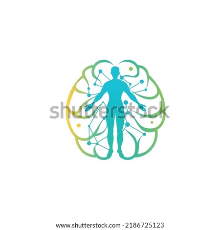 Human brain and man logo illustration