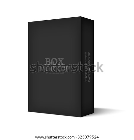 Realistic black box isolated on white background. Mockup template ready for your software packaging design. Vector illustration.
