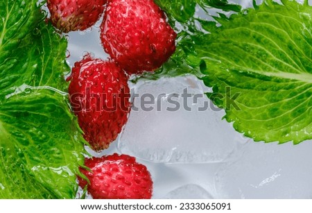 Image, Stock Photo Strawberry drink close-up. Sweet fruity cocktail