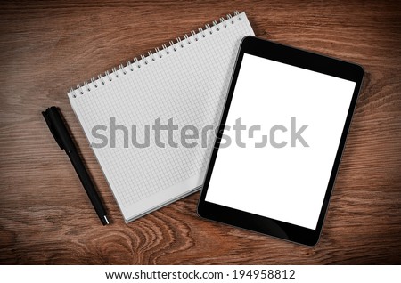 Tablet with an empty screen for your text or image