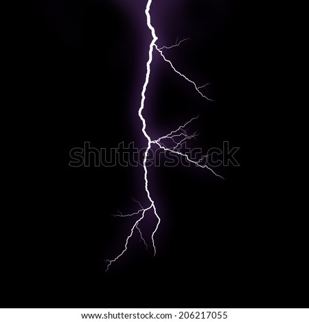 Lightning strike on the black background