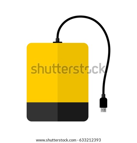 External hard drive flat icon. HDD. White background. Vector.