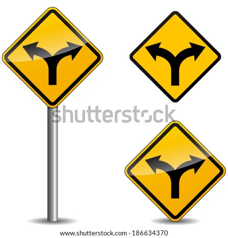 Vector illustration of yellow arrows signpost on white background