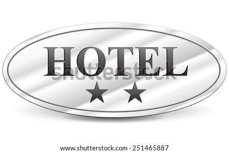 illustration of hotel two stars metal sign