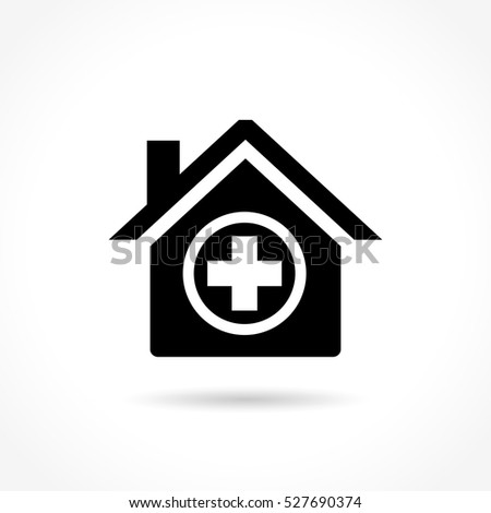 Illustration of medical house icon on white background