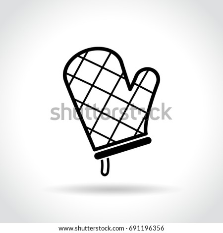 Illustration of oven glove icon on white background