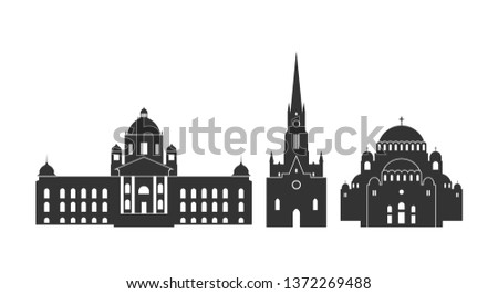 Serbia logo. Isolated Serbian Architecture on white background