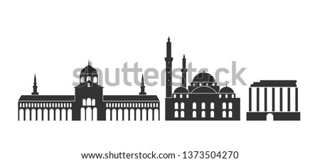 Syria logo.  Isolated  Syria  architecture on white background