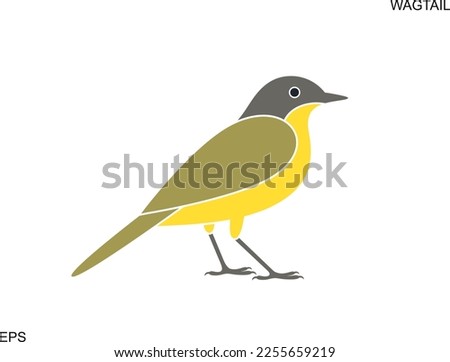 Yellow wagtail logo. Isolated yellow wagtail on white background