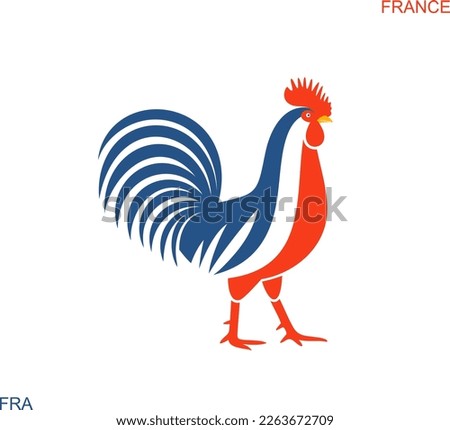 French rooster logo. Isolated rooster on white background