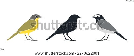 Yellow wagtail logo. Isolated yellow wagtail on white background