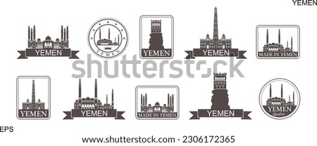 Yemen set. Isolated Yemen on white background