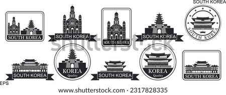 South Korea set. Isolated South Korea on white background