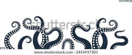 Octopus tentacles. Isolated octopus tentacles on white background