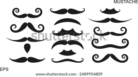 Mustache Silhouette. Isolated mustache on white background