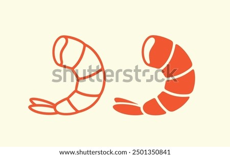 Shrimp logo. Isolated shrimp on white background. Prawns