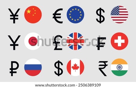 Currency set. Isolated currency on white background