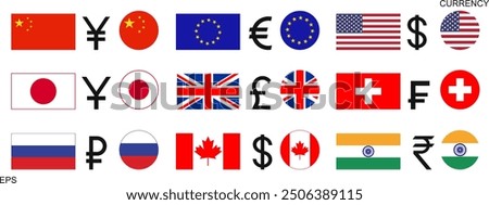 Currency set. Isolated currency on white background