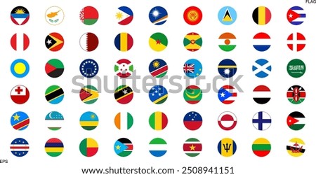 National flags in circle shape. National flags set. World flags. Flags of countries