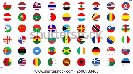 National flags in circle shape. National flags set. World flags. Flags of countries