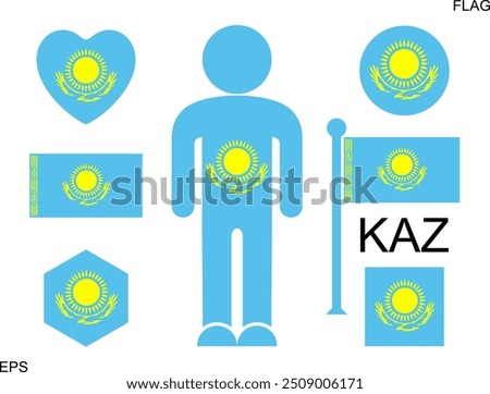 Kazakh flag. Isolated Kazakh flag on white background