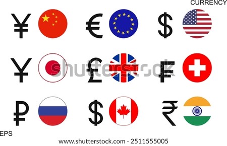 Currency set. Isolated currency on white background