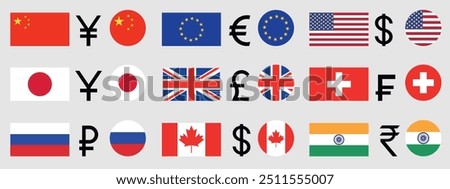 Currency set. Isolated currency on white background