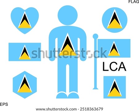 Saint Lucia Flag set. Isolated Saint Lucia Flag on white background