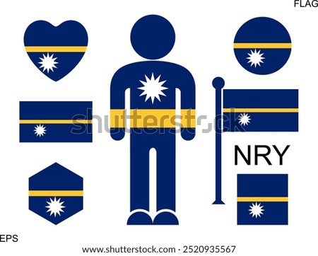 Nauru flag set. Isolated Nauru flag on white background